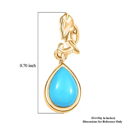 Premium Sleeping Beauty Turquoise 1.25 ctw Earrings in 18K Vermeil Yellow Gold Over Sterling Silver