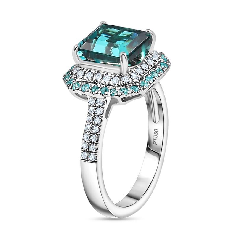 Rhapsody 950 Platinum AAAA Pirineu Lagoon Tourmaline, Paraiba Tourmaline and Diamond (E-F, VS2) (0.44 cts) Ring (Size 5.0) (8.10 g) 5.15 ctw