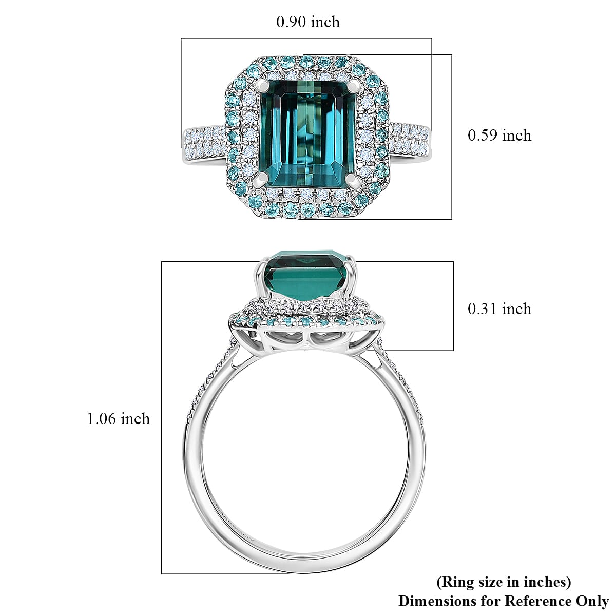 Rhapsody 950 Platinum AAAA Pirineu Lagoon Tourmaline, Paraiba Tourmaline and Diamond (E-F, VS2) (0.44 cts) Ring (Size 5.0) (8.10 g) 5.15 ctw
