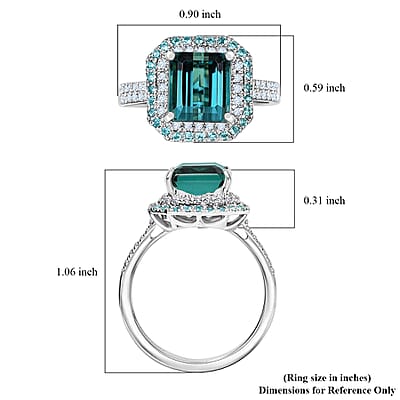 Rhapsody 950 Platinum AAAA Pirineu Lagoon Tourmaline, Paraiba Tourmaline and Diamond (E-F, VS2) (0.44 cts) Ring (Size 5.0) (8.10 g) 5.15 ctw