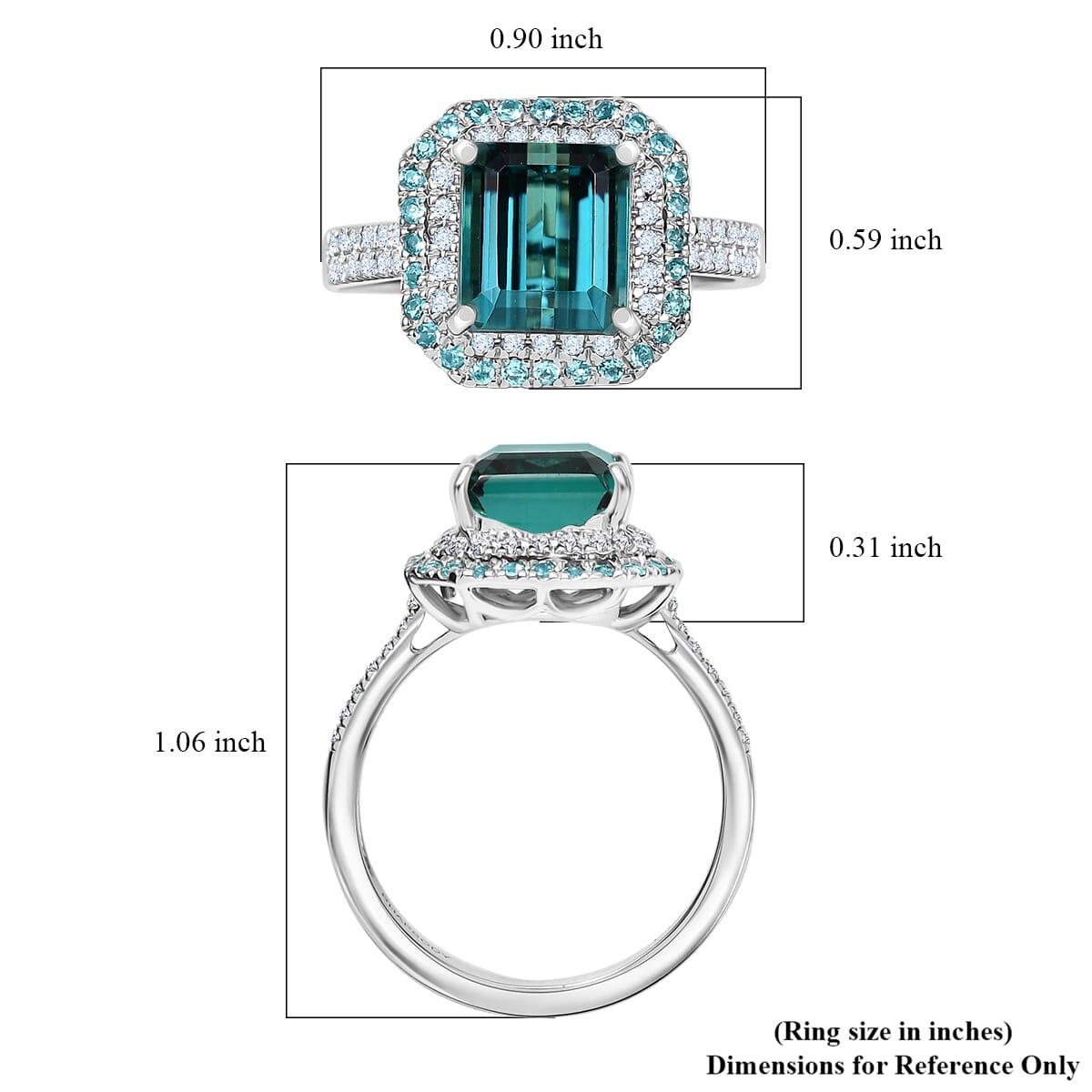 Certified & Appraised Rhapsody AAAA Pirineu Lagoon Tourmaline, Paraiba Tourmaline and E-F VS2 Diamond 5.15 ctw Ring in 950 Platinum (Size 7.0) 8.10 Grams image number 5