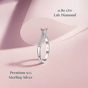 Luxuriant Lab Grown Pink and White Diamond VS 0.80 ctw Crown Ring in Platinum Over Sterling Silver (Size 10.0)