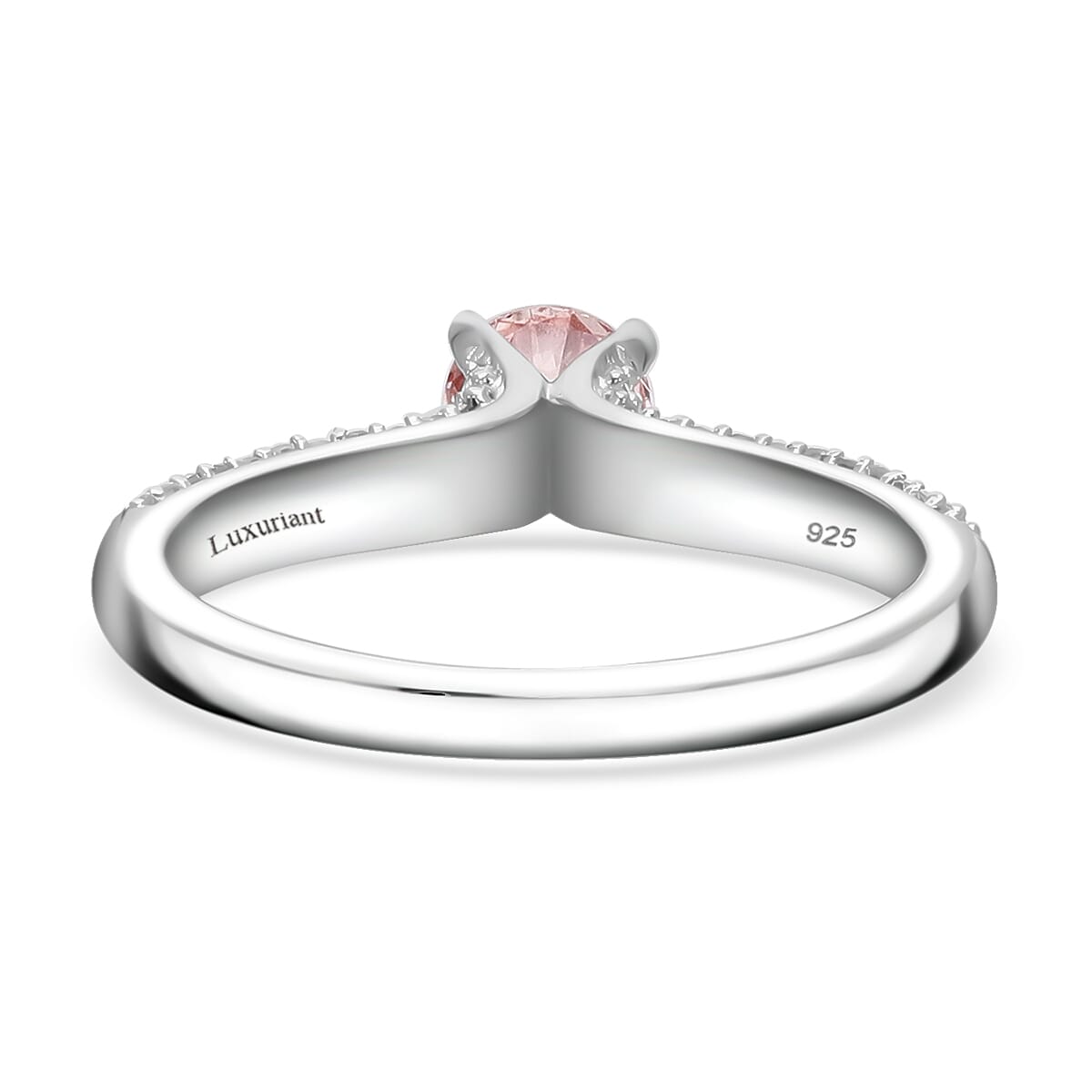 Luxuriant Lab Grown Pink and White Diamond VS 0.80 ctw Ring in Platinum Over Sterling Silver image number 3