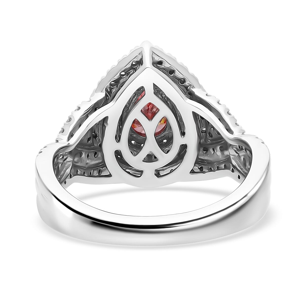 Luxuriant Lab Grown Pink Diamond (IR) (VS) and Lab Grown Diamond 1.00 ctw Royal Crown Ring in Platinum Over Sterling Silver (Size 10.0) image number 3