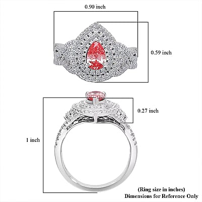 Luxuriant Lab Grown Pink Diamond (IR) (VS) and Lab Grown Diamond 1.00 ctw Royal Crown Ring in Platinum Over Sterling Silver (Size 10.0)