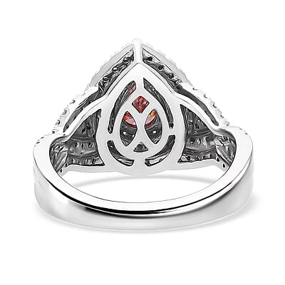 Luxuriant Lab Grown Pink Diamond (IR) (VS) and Lab Grown Diamond 1.00 ctw Royal Crown Ring in Platinum Over Sterling Silver (Size 10.0)