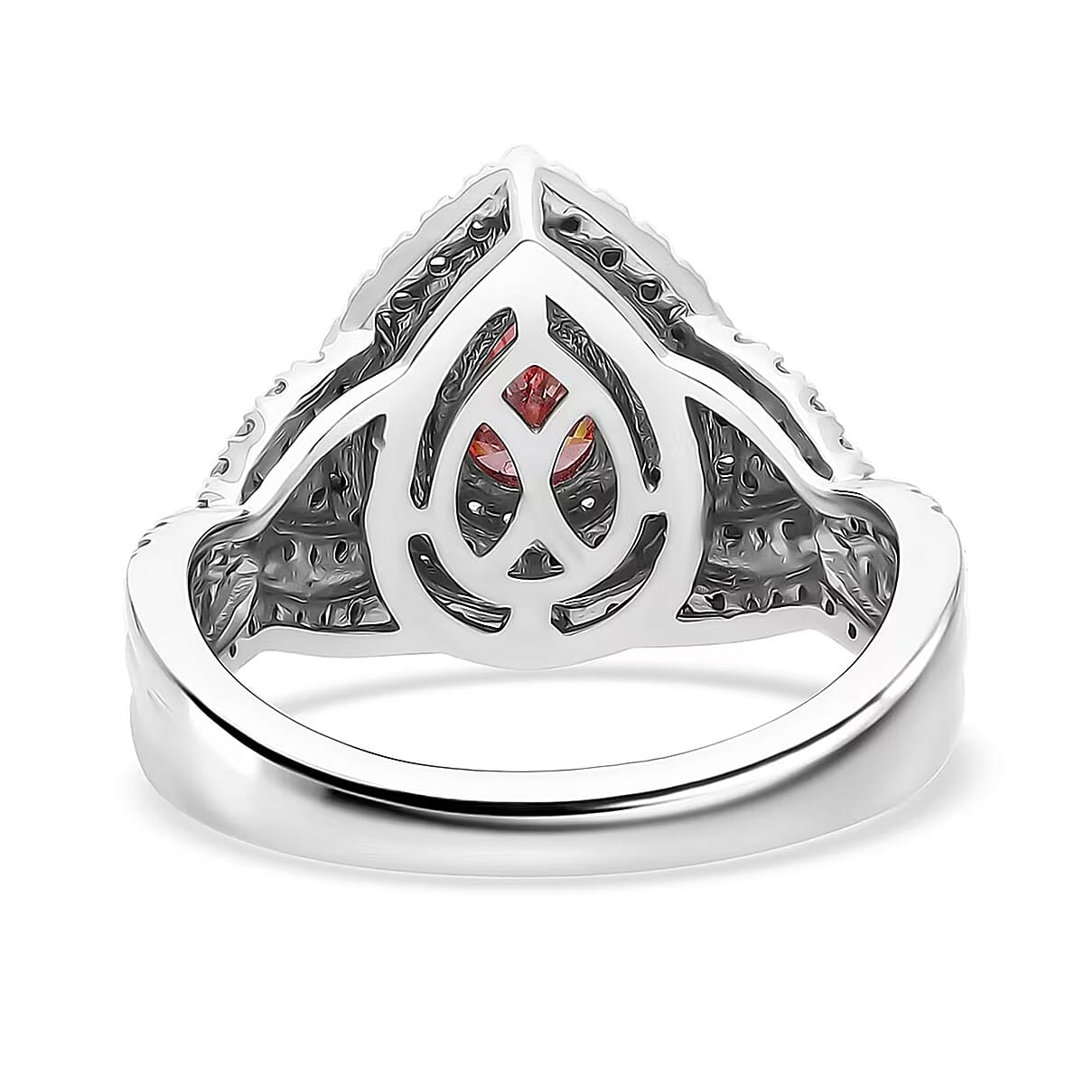 Luxuriant Lab Grown Pink and White Diamond VS 1.00 ctw Royal Crown Ring in Platinum Over Sterling Silver (Size 6.0) image number 7