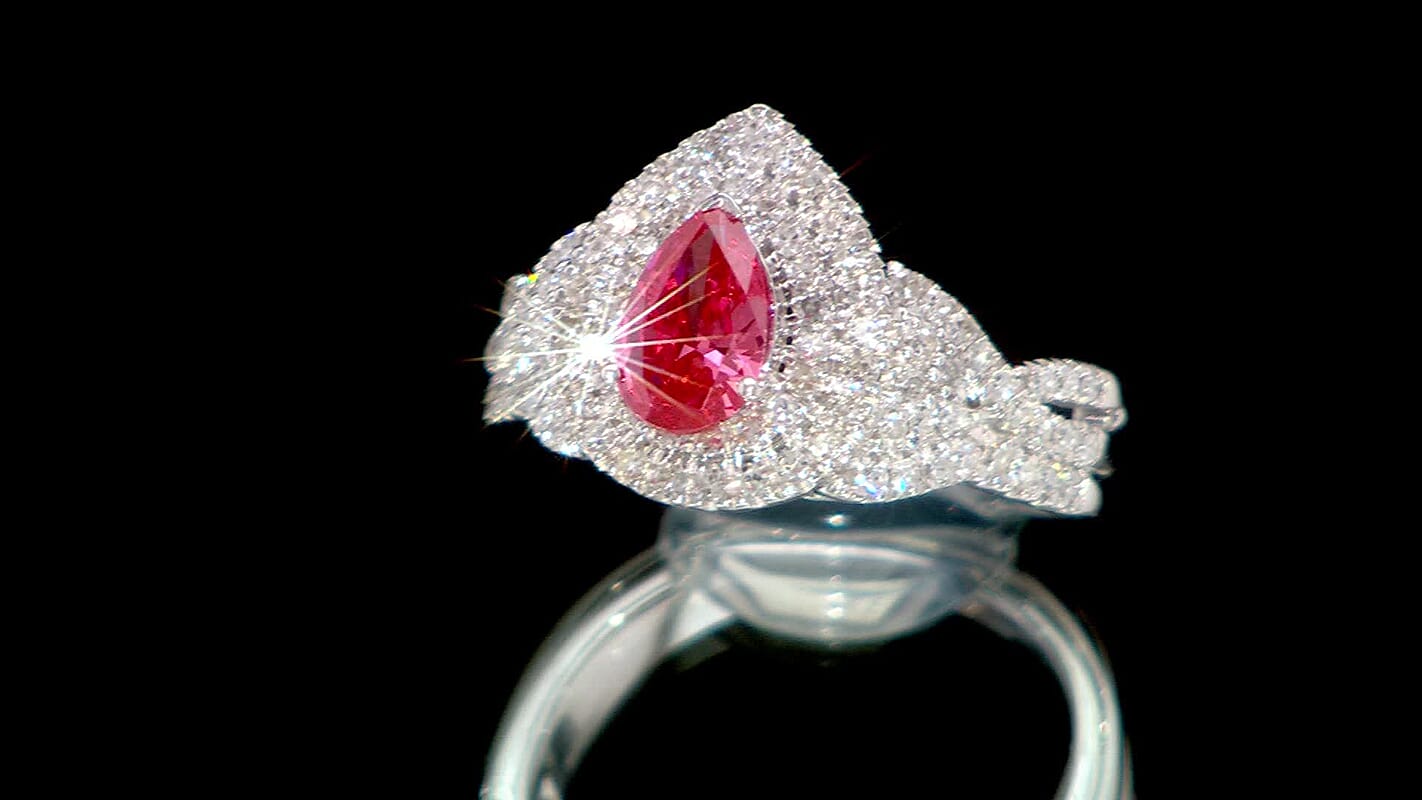 Luxuriant Lab Grown Pink Diamond (IR) (VS) and Lab Grown Diamond 1.00 ctw Royal Crown Ring in Platinum Over Sterling Silver