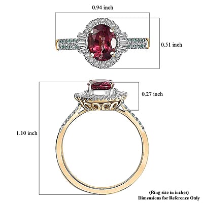 Certified & Appraised Luxoro AAAA Ouro Fino Rubellite, Paraiba Tourmaline and I2 Diamond 2.30 ctw Ring in 10K Yellow Gold (Size 5.0)