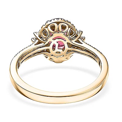 Certified & Appraised Luxoro AAAA Ouro Fino Rubellite, Paraiba Tourmaline and I2 Diamond 2.30 ctw Ring in 10K Yellow Gold (Size 5.0)