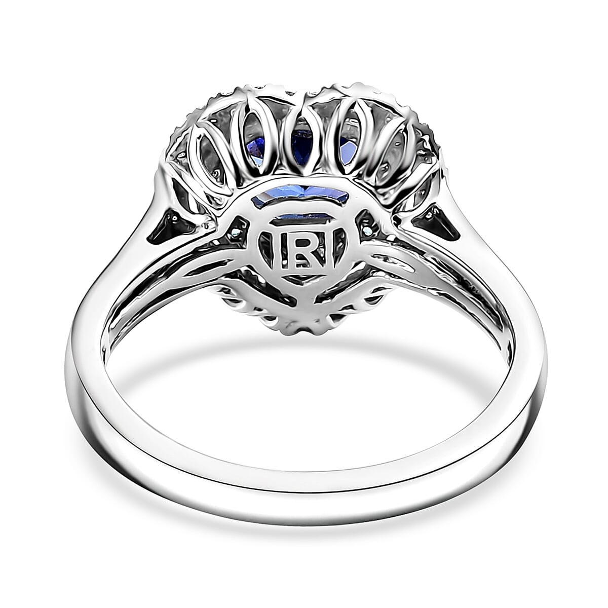 Rhapsody 950 Platinum AAAA Tanzanite, Paraiba Tourmaline and Diamond (E-F, VS2) (0.24 cts) Heart Ring (Size 8.5) (8.80 g) 2.20 ctw image number 4