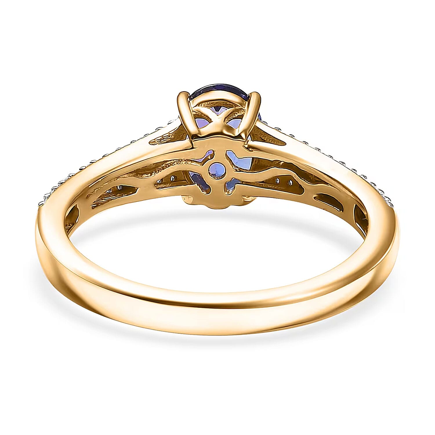 D'Joy Premium Tanzanite, AAA Paraiba Tourmaline and Diamond 1.30 ctw Ring in 18K Vermeil Yellow Gold Over Sterling Silver (Size 10.0)