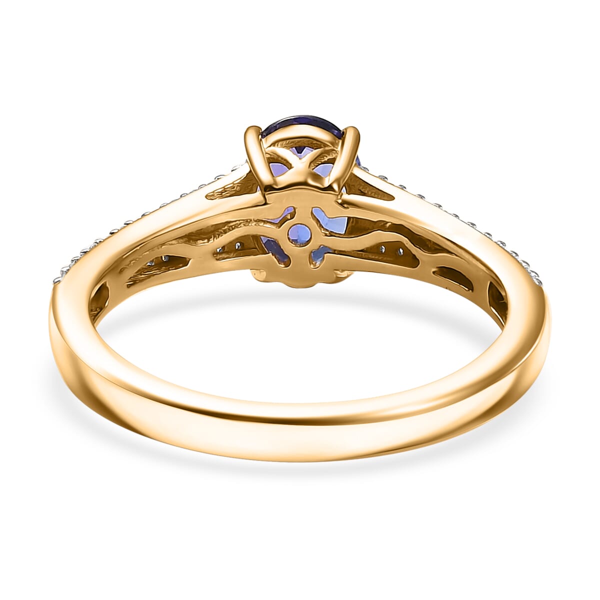 D'Joy Premium Tanzanite, AAA Paraiba Tourmaline and Diamond 1.30 ctw Ring in 18K Vermeil Yellow Gold Over Sterling Silver (Size 6.0) image number 4