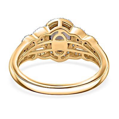 D'Joy AAA Platinum Spinel, Natural Champagne and White Diamond 1.75 ctw Ring in 18K Vermeil Yellow Gold Over Sterling Silver (Size 10.0)