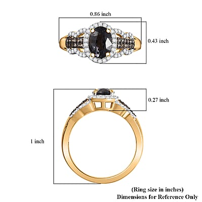 D'Joy AAA Platinum Spinel, Natural Champagne and White Diamond 1.75 ctw Ring in 18K Vermeil Yellow Gold Over Sterling Silver (Size 10.0)