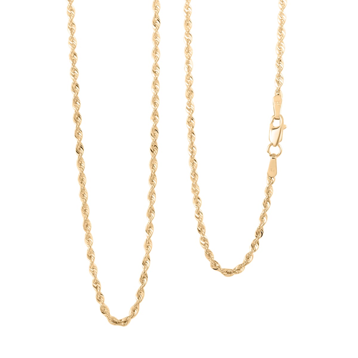 1.9mm Shinny Rope Chain Necklace in 10K Yellow Gold 1.60 Grams 20 Inches image number 0