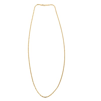 1.9mm Shinny Rope Chain Necklace in 10K Yellow Gold 1.60 Grams 20 Inches