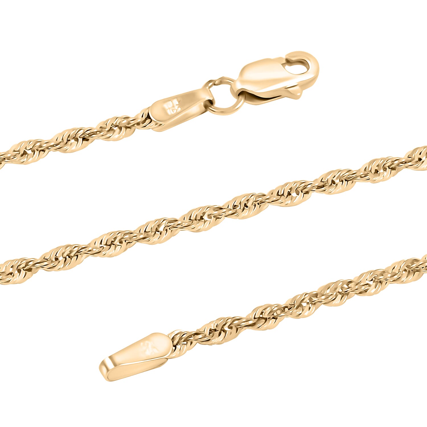 1.9mm Shinny Rope Chain Necklace in 10K Yellow Gold 1.85 Grams 22 Inches