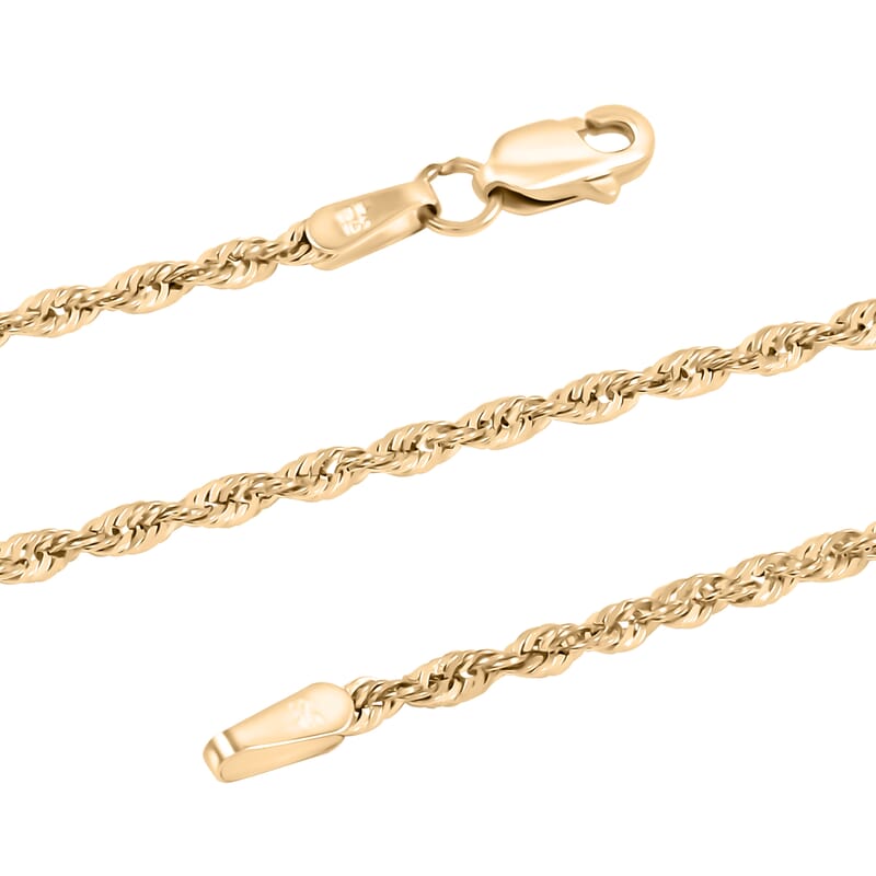 1.9mm Shinny Rope Chain Necklace in 10K Yellow Gold 1.85 Grams 22 Inches