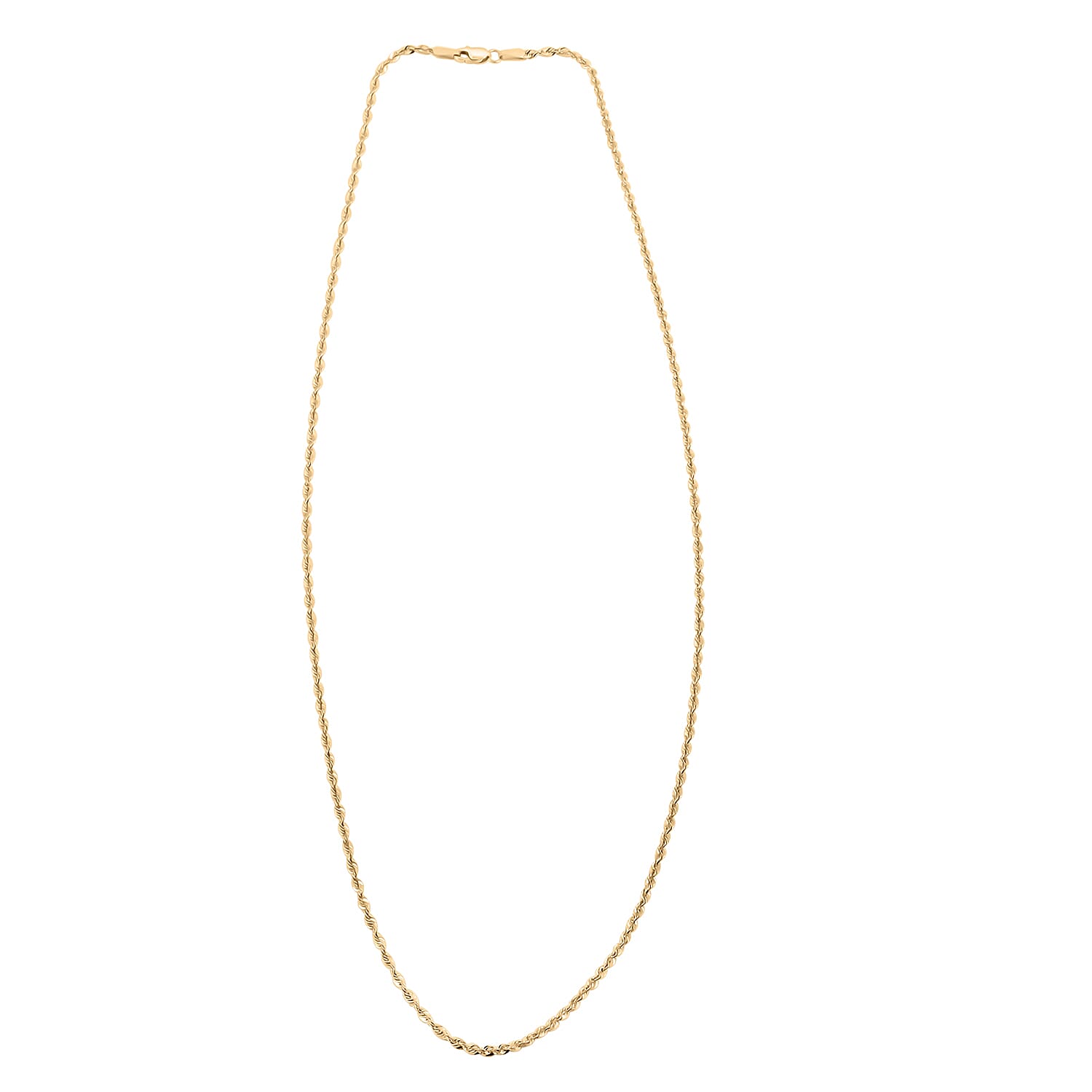 1.9mm Shinny Rope Chain Necklace in 10K Yellow Gold 1.85 Grams 22 Inches