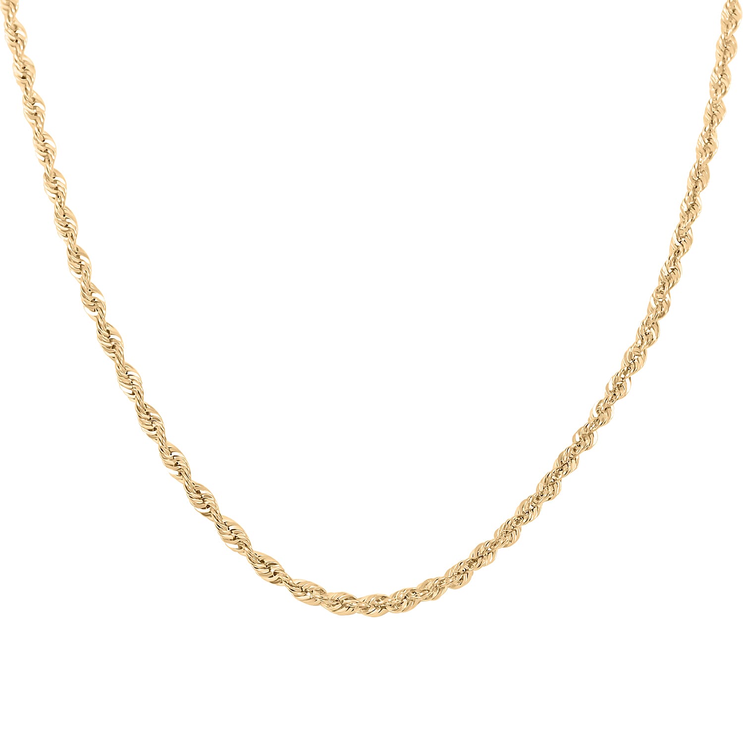 1.9mm Shinny Rope Chain Necklace in 10K Yellow Gold 2.10 Grams 24 Inches