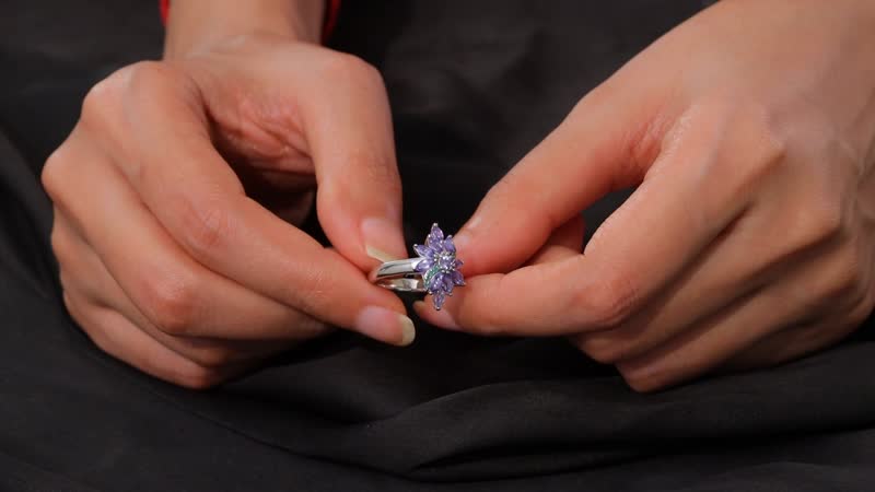Premium Tanzanite, Paraiba Tourmaline Ring in Rhodium Over Sterling Silver (Size 10.0) 1.60 ctw