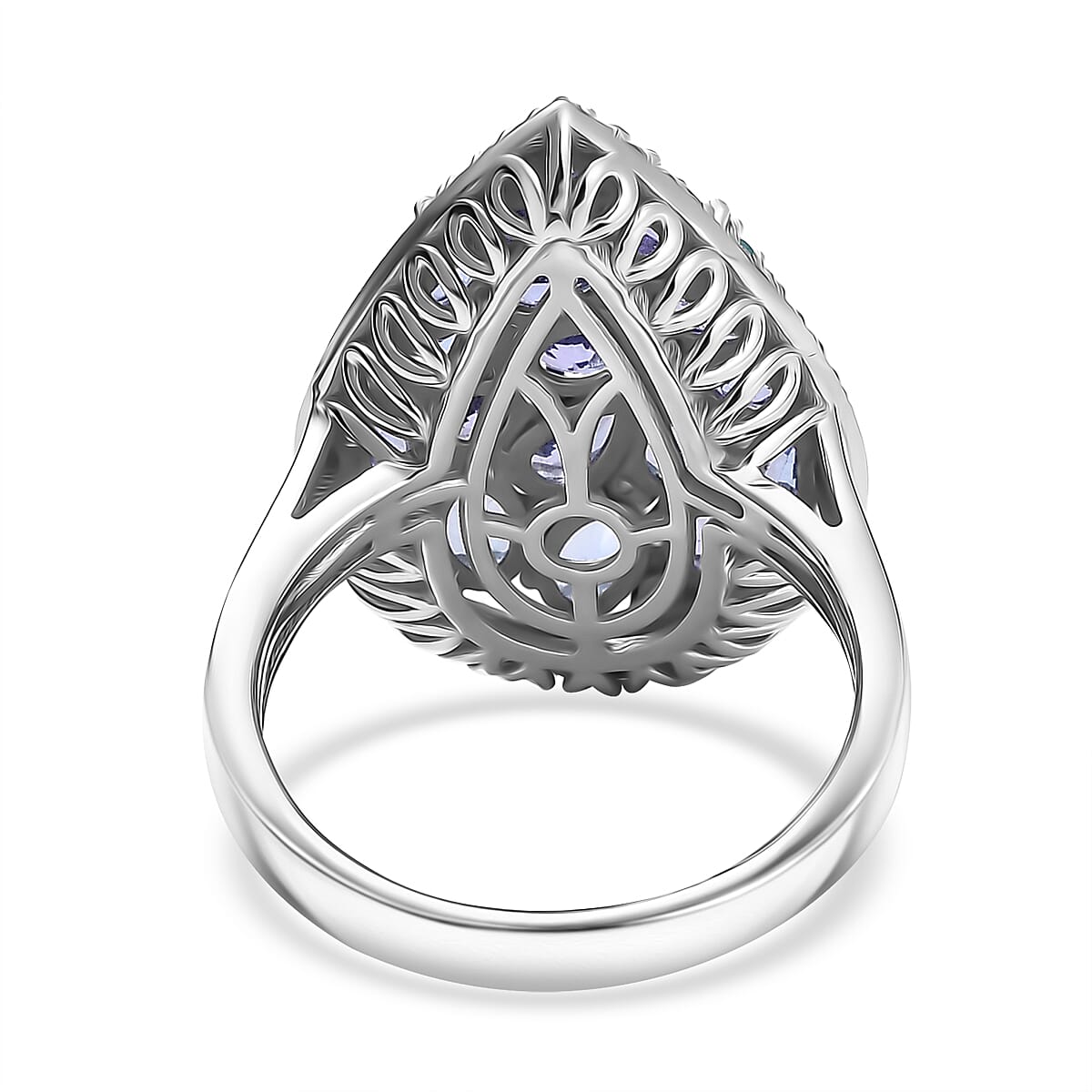 D'Joy Premium Tanzanite, AAA Paraiba Tourmaline and White Zircon 3.50 ctw Ring in Rhodium Over Sterling Silver (Size 6.0) image number 4