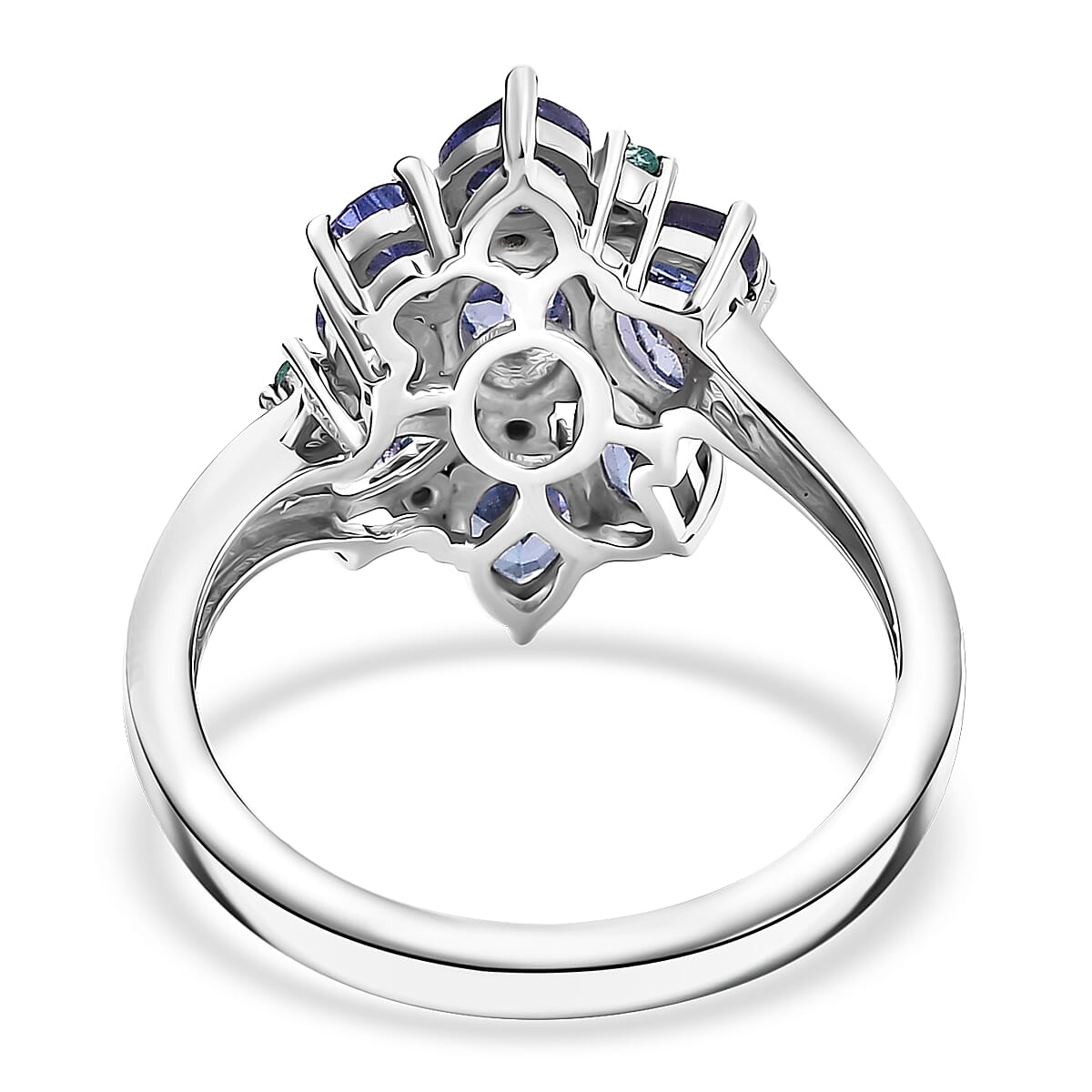 D'Joy Premium Tanzanite and AAA Paraiba Tourmaline 2.31 ctw Ring in Rhodium Over Sterling Silver (Size 6.0) image number 4