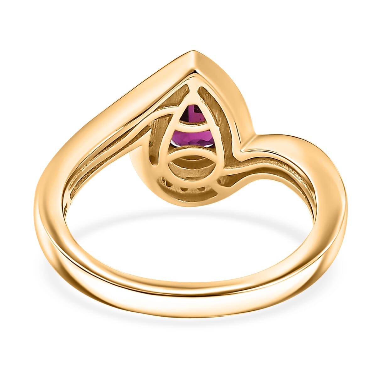 D'Joy AAA Radiant Ember Garnet, AAA Paraiba Tourmaline and Diamond 1.70 ctw Dewdrop Ring in 18K Vermeil Yellow Gold Over Sterling Silver (Size 6.0) image number 4