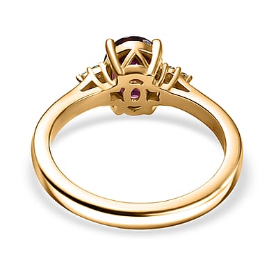 D'Joy AAA Radiant Ember Garnet and Paraiba Tourmaline 1.65 ctw Ring in 18K Vermeil Yellow Gold Over Sterling Silver (Size 10.0) (Del. In 12-15 Days)