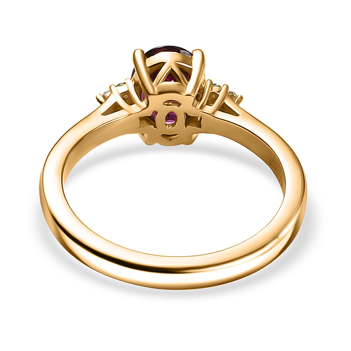 D'Joy AAA Radiant Ember Garnet and Paraiba Tourmaline 1.65 ctw Ring in 18K Vermeil Yellow Gold Over Sterling Silver (Size 6.0) image number 4