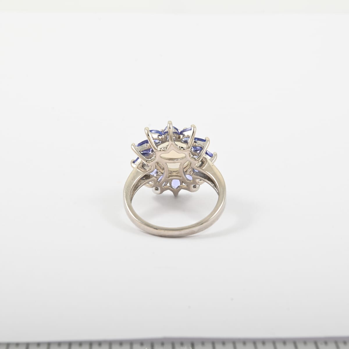 Premium Ethiopian Welo Opal and Tanzanite 3.20 ctw Floral Ring in Rhodium Over Sterling Silver (Size 10.0) image number 6