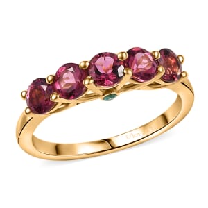 D'Joy Premium Ouro Fino Rubellite and AAA Paraiba Tourmaline 1.60 ctw Ring in 18K Vermeil Yellow Gold Over Sterling Silver (Size 6.0) (Del. In 12-15 Days)
