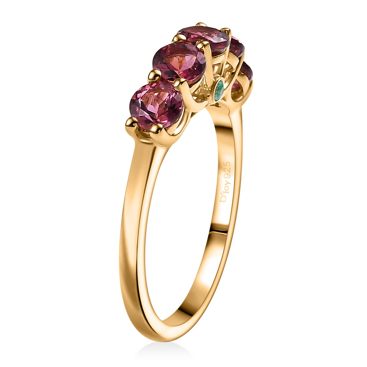 D'Joy Premium Ouro Fino Rubellite and AAA Paraiba Tourmaline 1.60 ctw Ring in 18K Vermeil Yellow Gold Over Sterling Silver (Size 7.0) image number 3