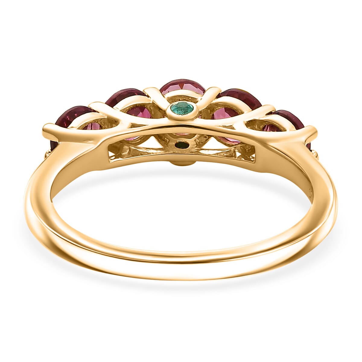 D'Joy Premium Ouro Fino Rubellite and AAA Paraiba Tourmaline 1.60 ctw Ring in 18K Vermeil Yellow Gold Over Sterling Silver (Size 7.0) image number 4