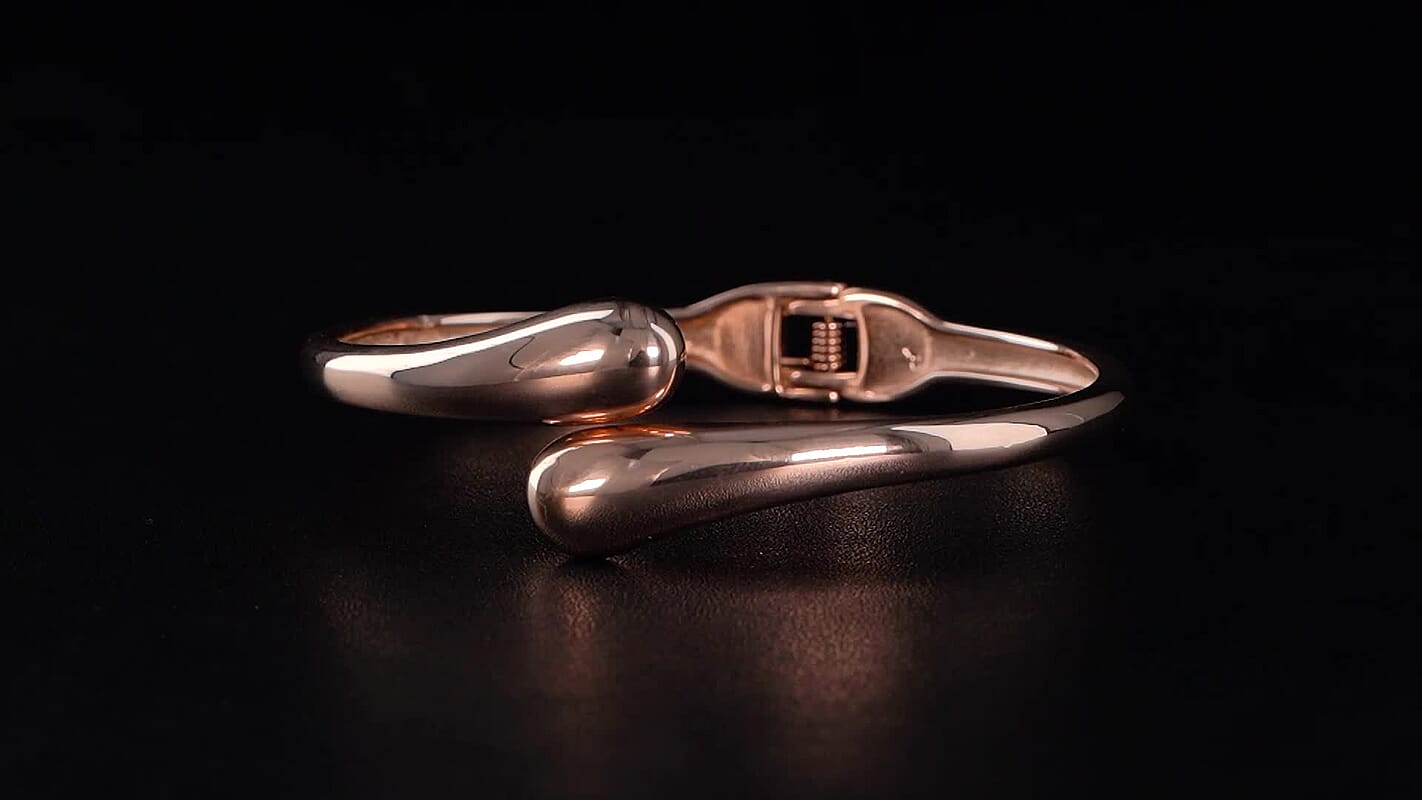 Bypass Bangle Bracelet in ION Plated RG Stainless Steel (7.50 In)