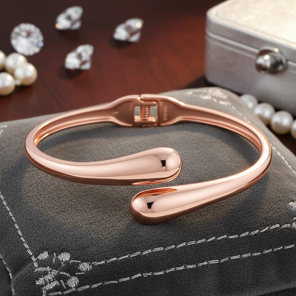 Bypass Bangle Bracelet in ION Plated RG Stainless Steel (7.50 In)