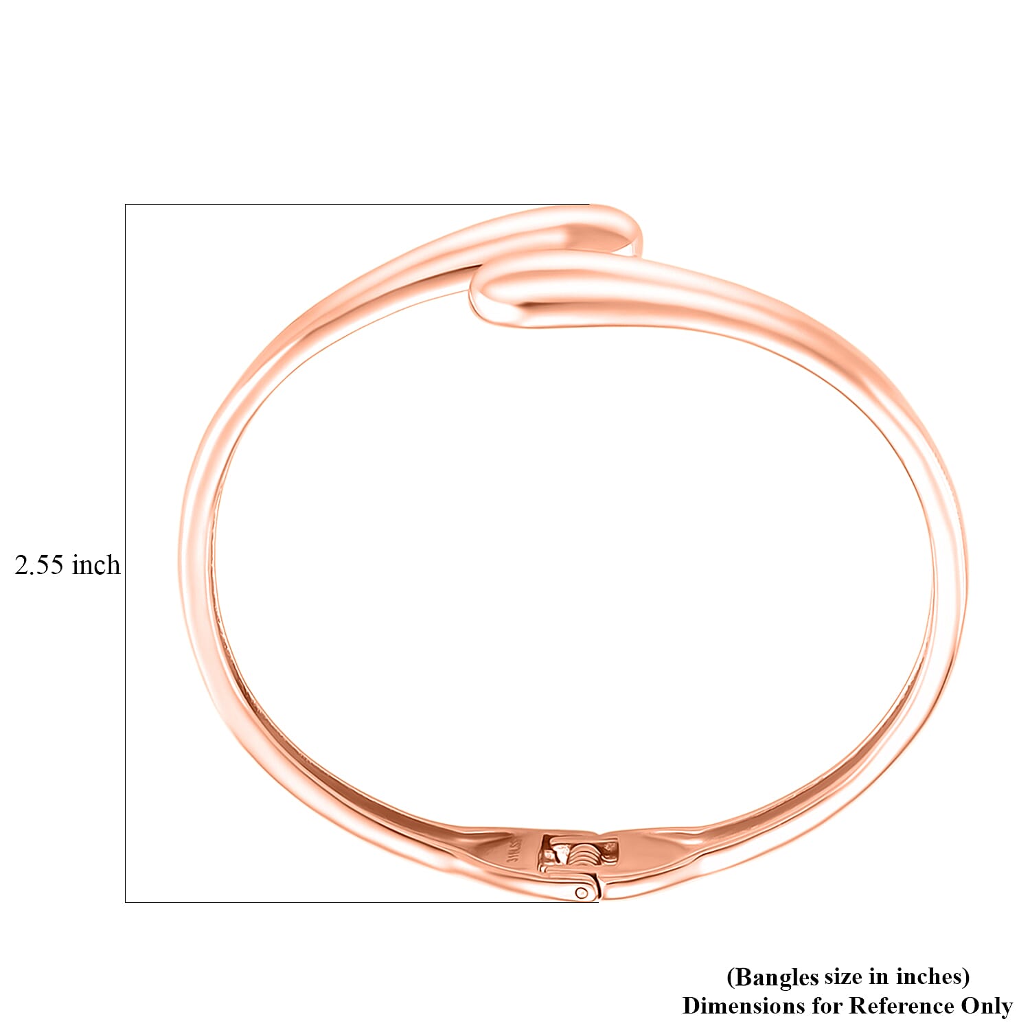 Bypass Bangle Bracelet in ION Plated RG Stainless Steel (7.50 In)
