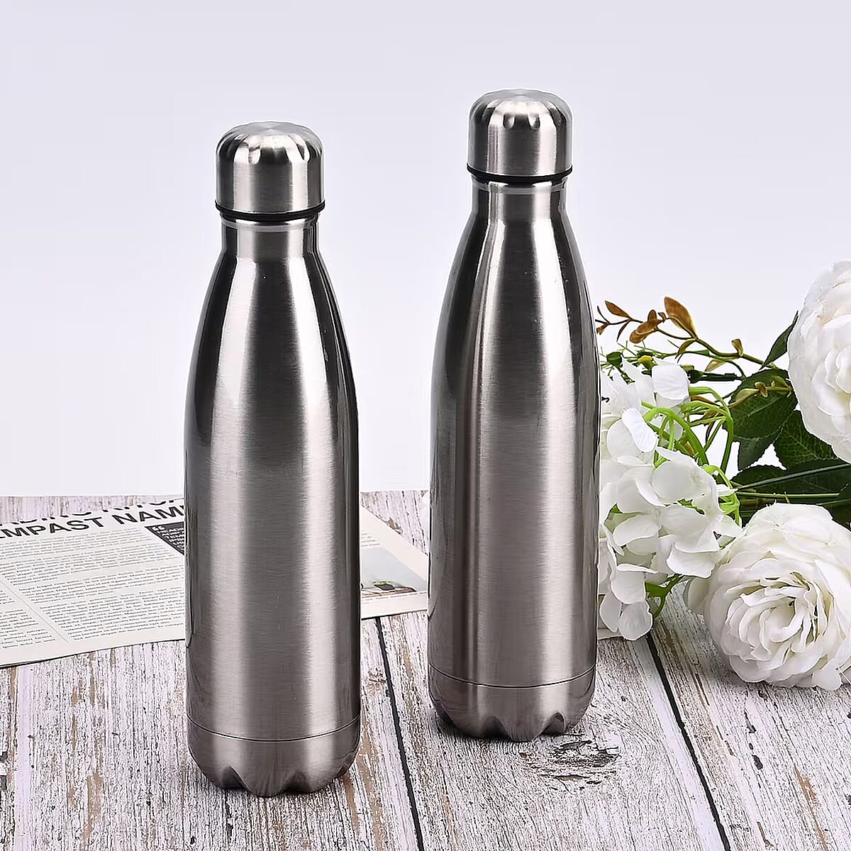 Silver Color Stainless Steel Double Wall 2pcs Bottles image number 1