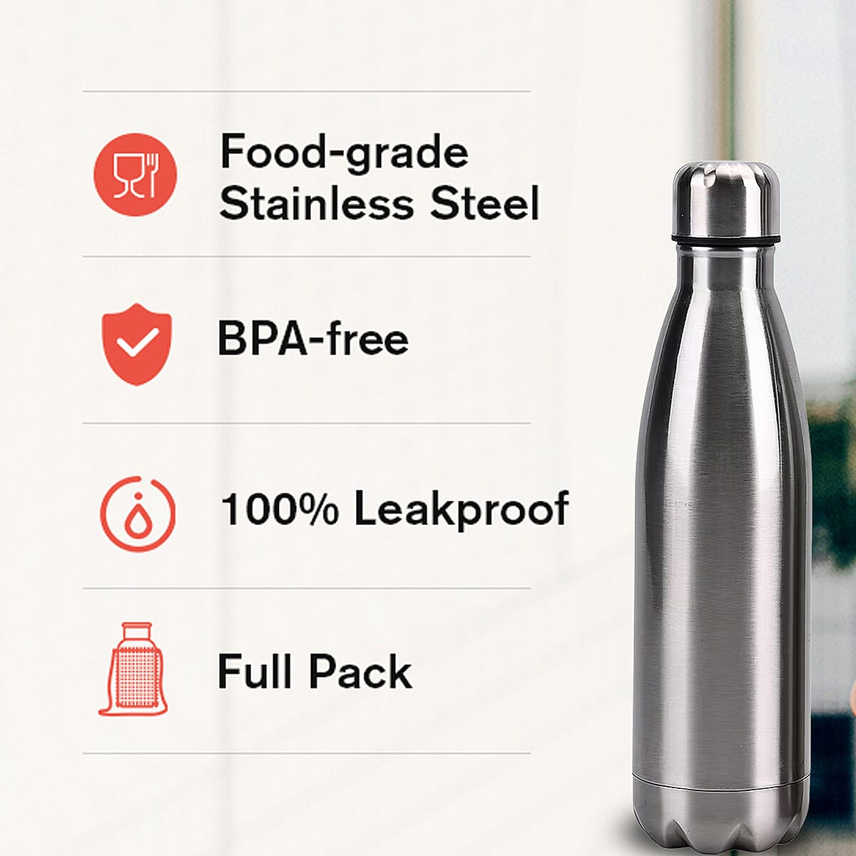 Silver Color Stainless Steel Double Wall 2pcs Bottles image number 3