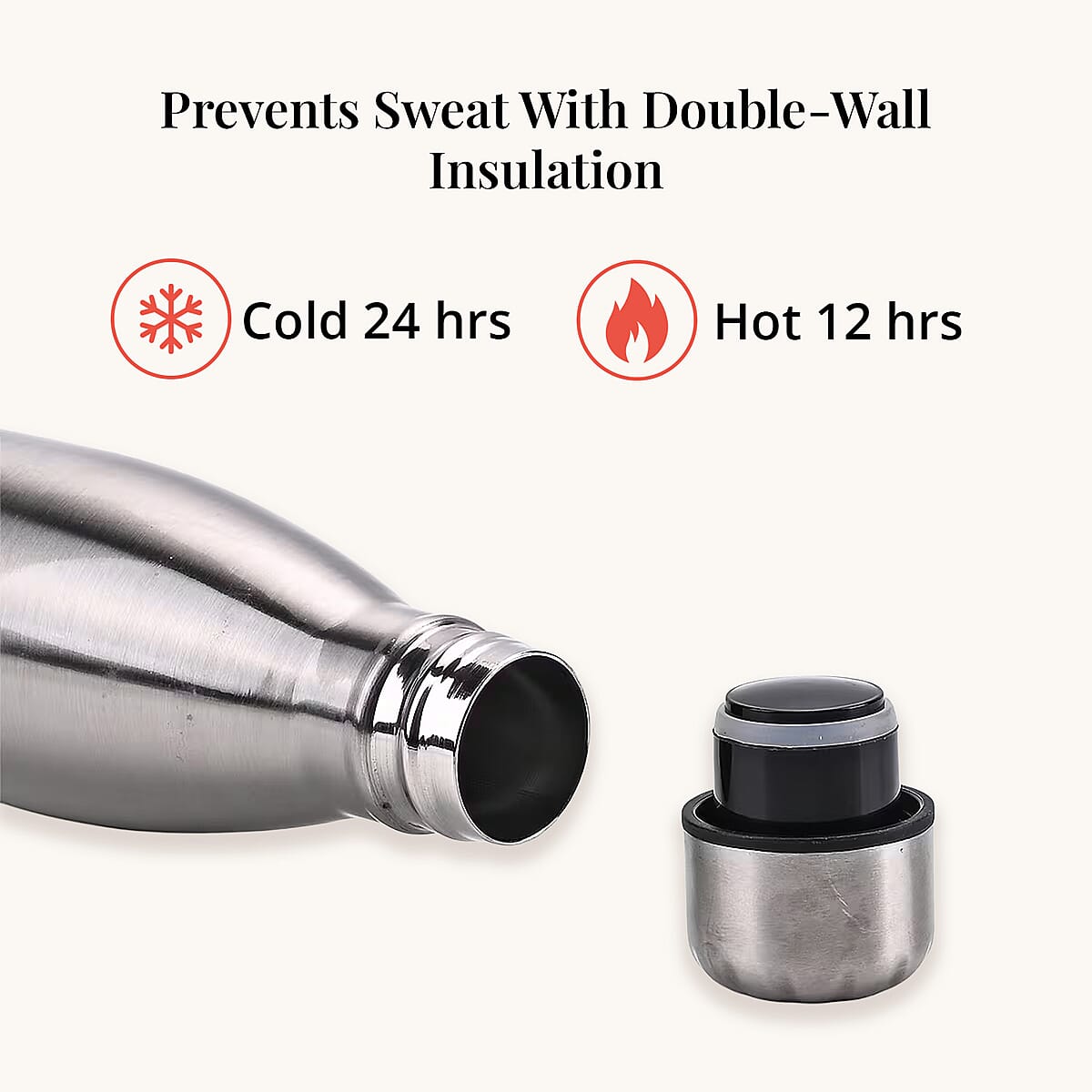Silver Color Stainless Steel Double Wall 2pcs Bottles image number 4