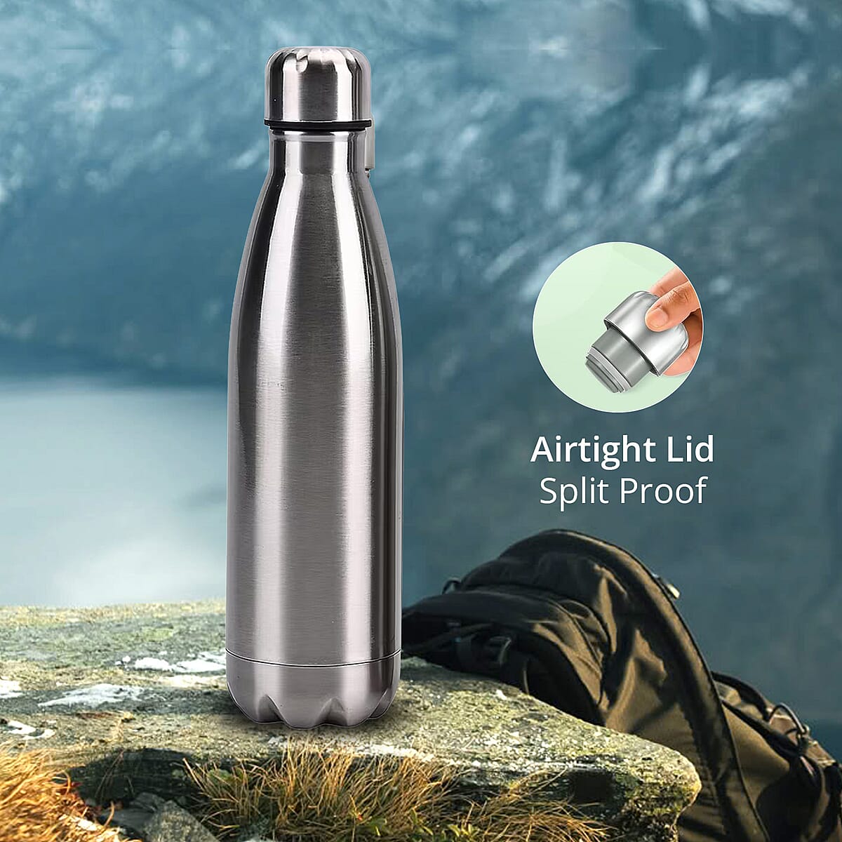 Silver Color Stainless Steel Double Wall 2pcs Bottles image number 5