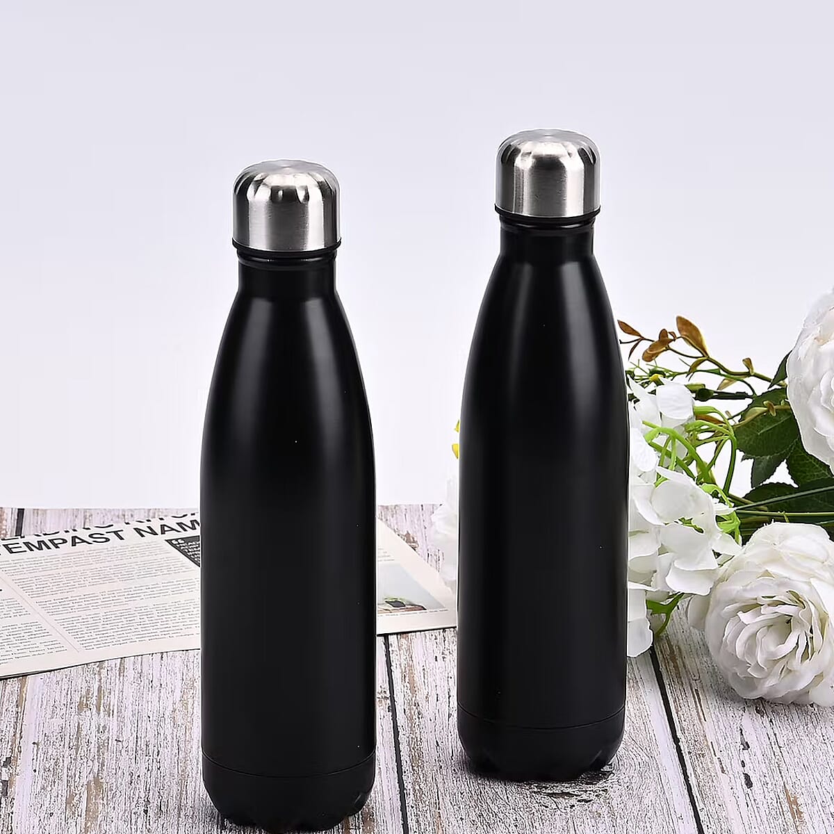 Black Stainless Steel Double Wall 2pcs Bottles image number 1