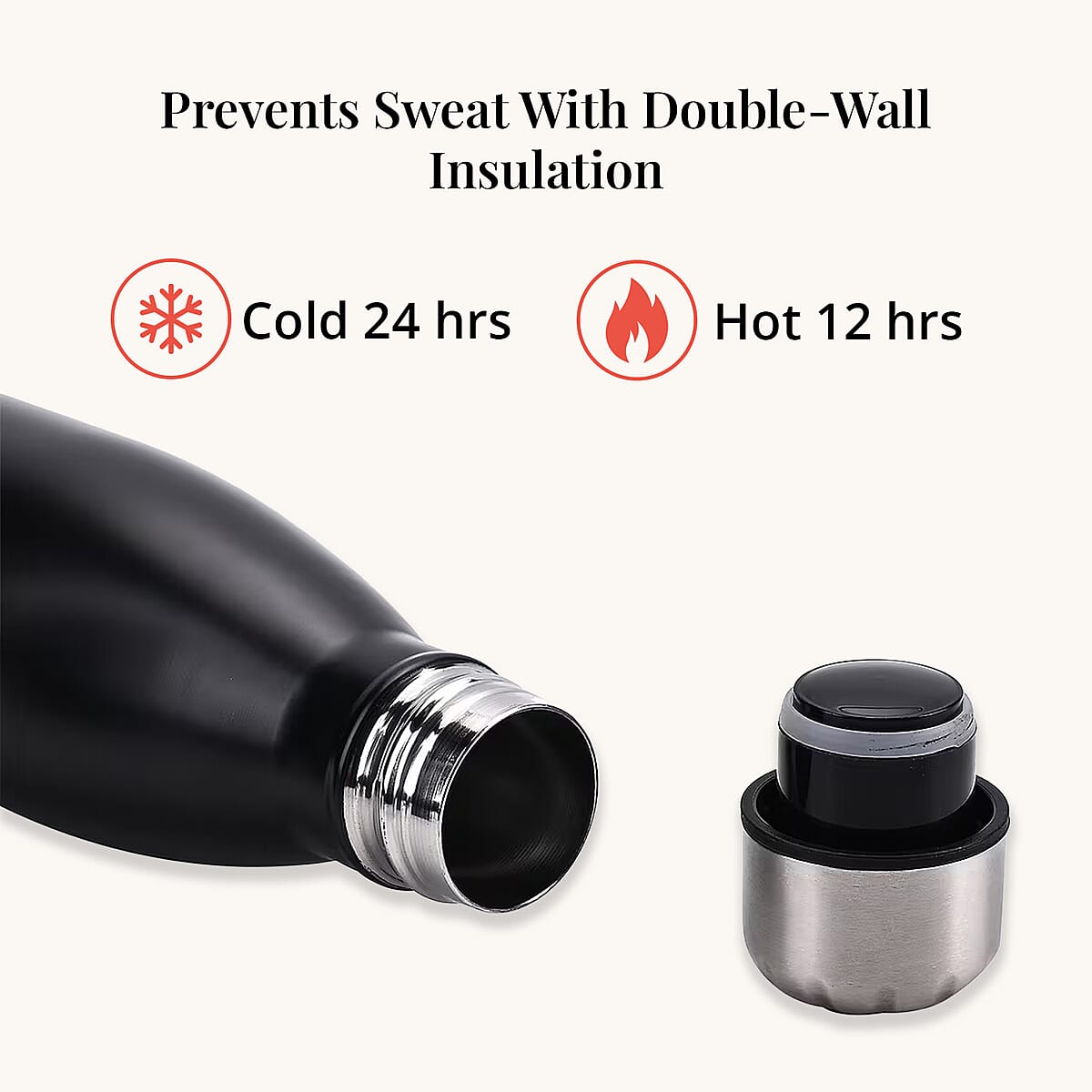 Black Stainless Steel Double Wall 2pcs Bottles image number 4