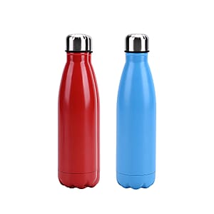 Red Blue Stainless Steel Double Wall 2pcs Bottles