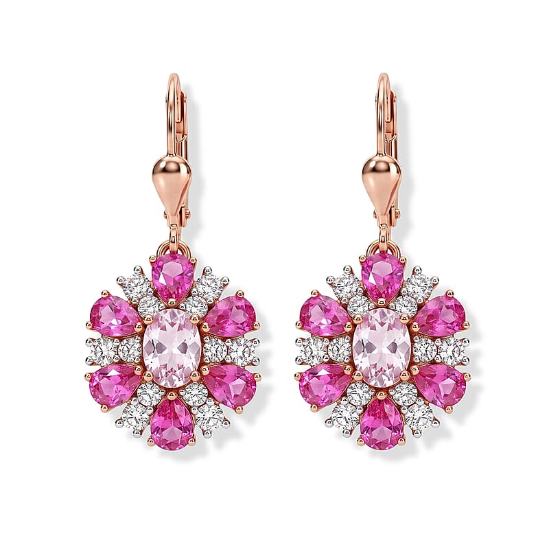 D'Joy Martha Rocha Kunzite and Multi Gemstone 5.00 ctw Sunrays Earrings in 18K Vermeil Rose Gold Over Sterling Silver