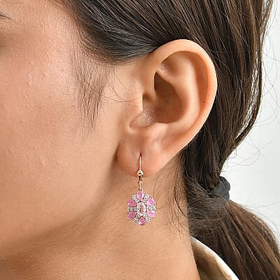 D'Joy Martha Rocha Kunzite and Multi Gemstone 5.00 ctw Sunrays Earrings in 18K Vermeil Rose Gold Over Sterling Silver