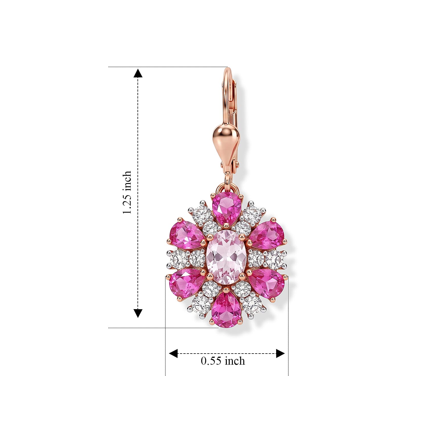 D'Joy Martha Rocha Kunzite and Multi Gemstone 5.00 ctw Sunrays Earrings in 18K Vermeil Rose Gold Over Sterling Silver