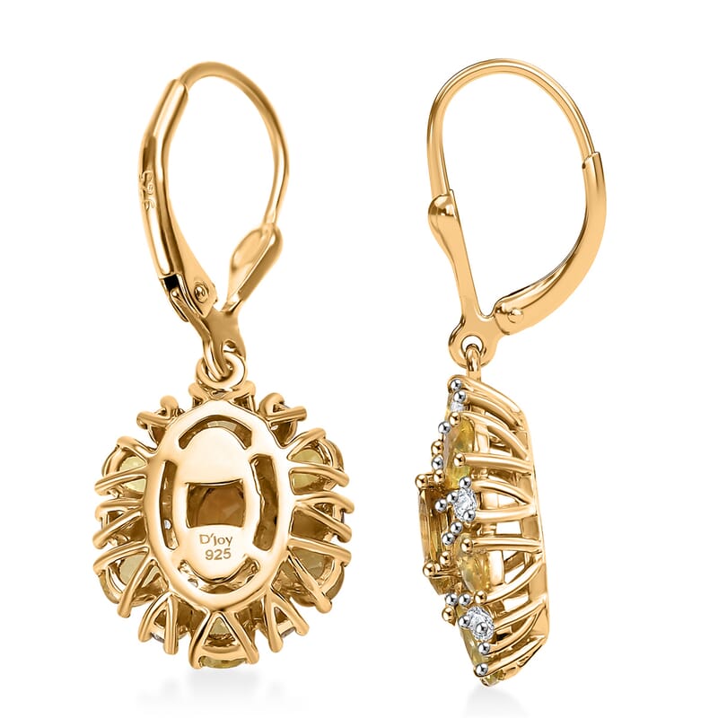 D'Joy Premium Brazilian Heliodor and Multi Gemstone 4.15 ctw Sunrays Earrings in 18K Vermeil Yellow Gold Over Sterling Silver