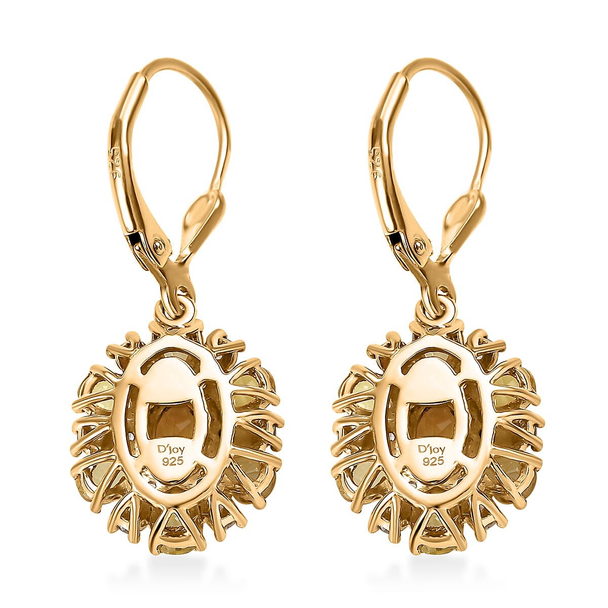 D'Joy Premium Brazilian Heliodor and Multi Gemstone 4.15 ctw Sunrays Earrings in 18K Vermeil Yellow Gold Over Sterling Silver